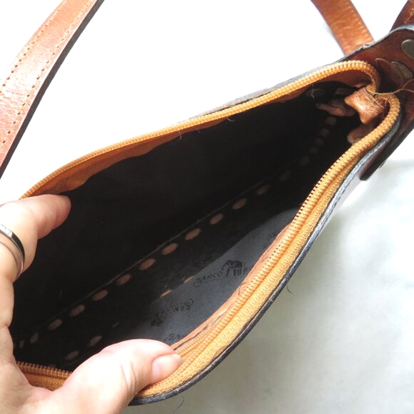 Fanco Rino Leather Flower Cutout And Whipstitch Details Mini Shoulder Bag - Picture 13 of 16